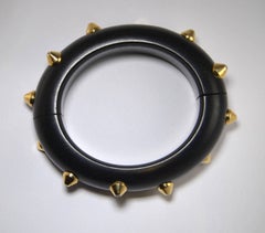 Friedrich Ebony Wood Diamond and Gold Bangle