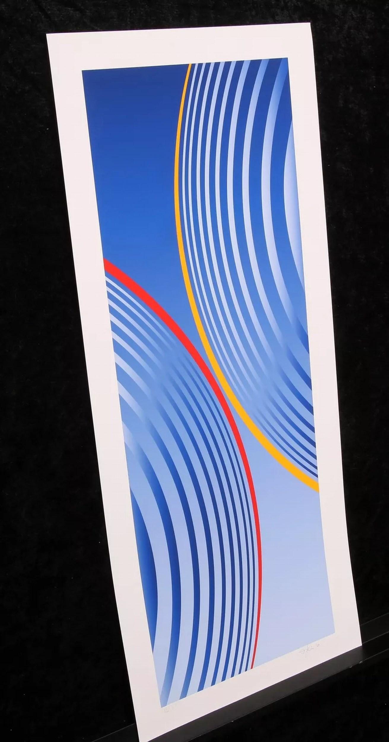 Geometric Column in Blue (Konkrete Kunst, Constructivsm, Geometric, Op-Art) For Sale 1