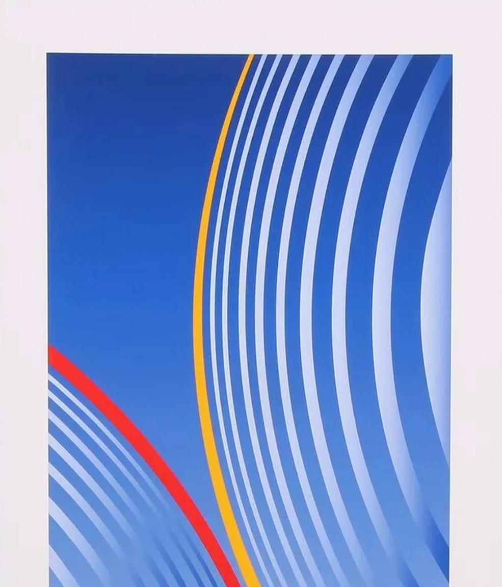 Geometric Column in Blue (Konkrete Kunst, Constructivsm, Geometric, Op-Art) For Sale 3