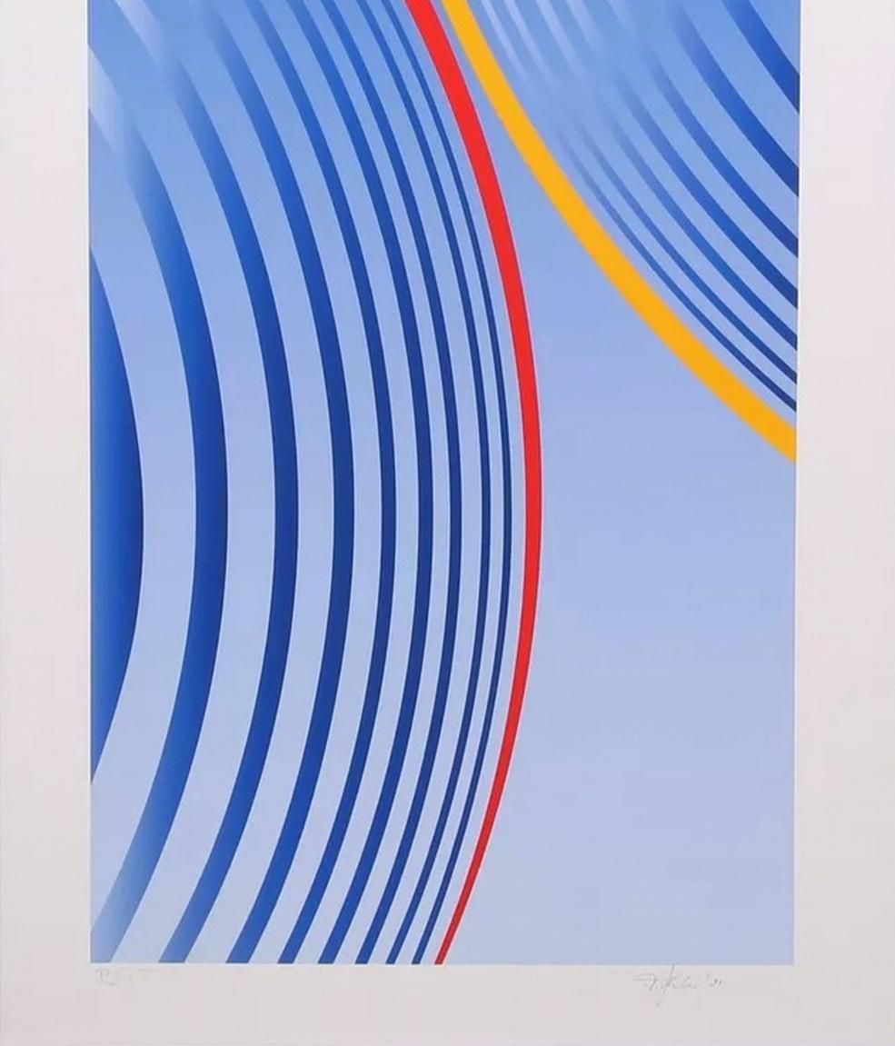 Geometric Column in Blue (Konkrete Kunst, Constructivsm, Geometric, Op-Art) For Sale 4