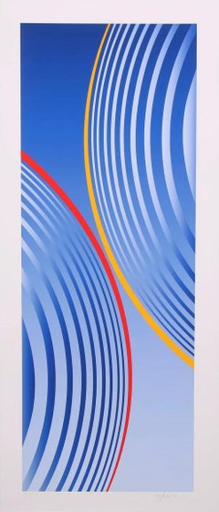 Geometric Column in Blue (Konkrete Kunst, Constructivsm, Geometric, Op-Art)