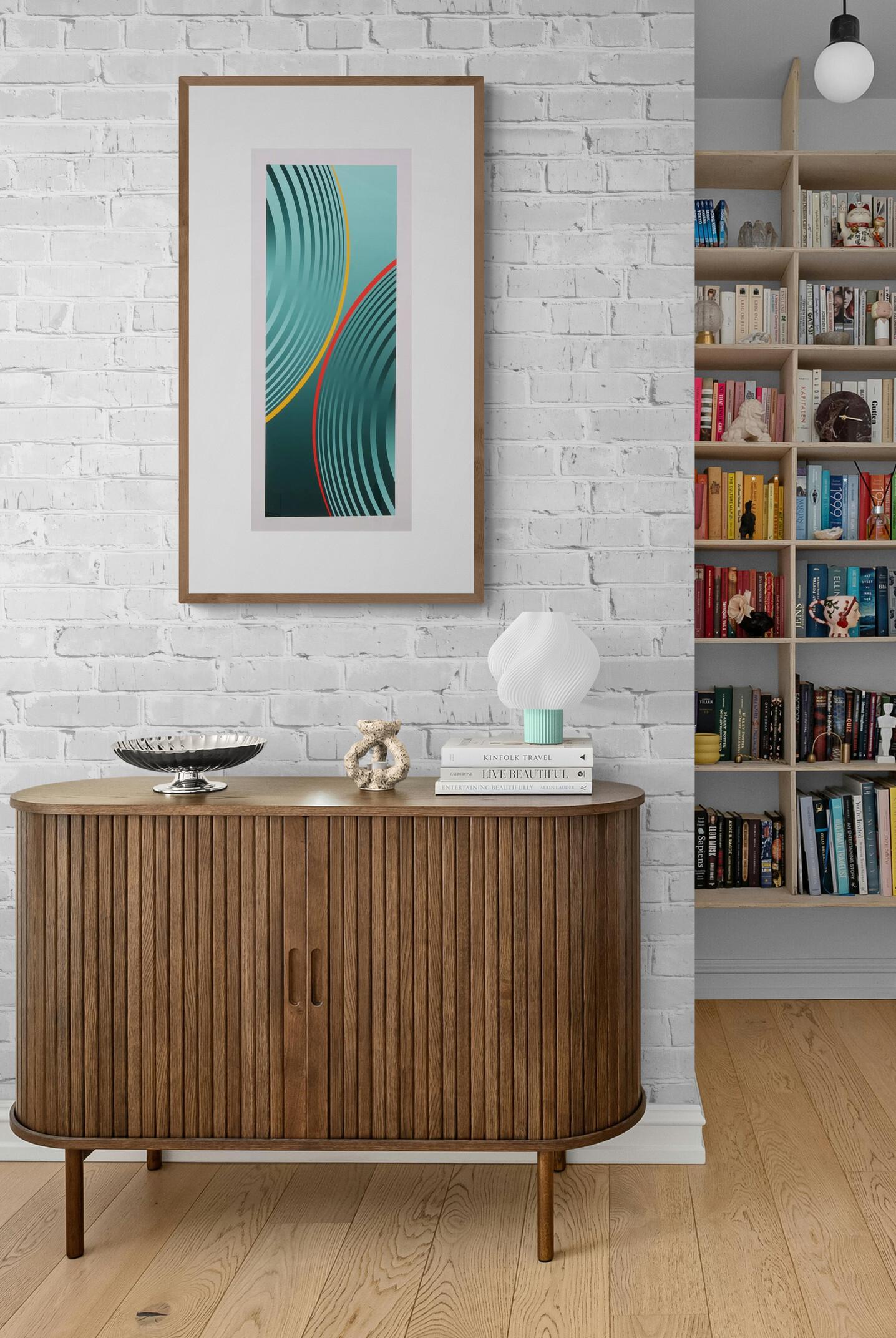 Geometric Column in Green (Konkrete Kunst, Constructivsm, Geometric, Op-Art) - Print by Friedrich Geiler