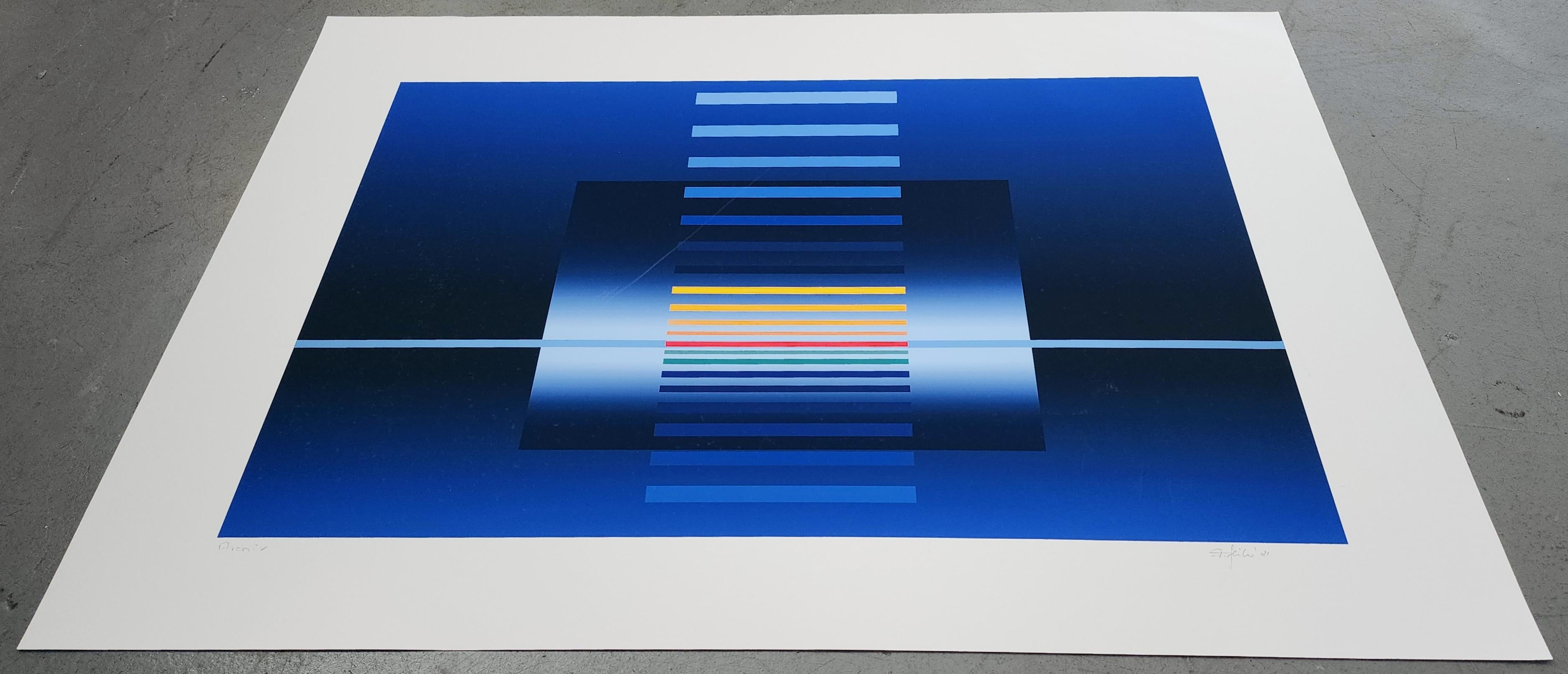 Geometric Composition in Blue (Konkrete Kunst, Geometric, ~35% OFF LIST PRICE) For Sale 3