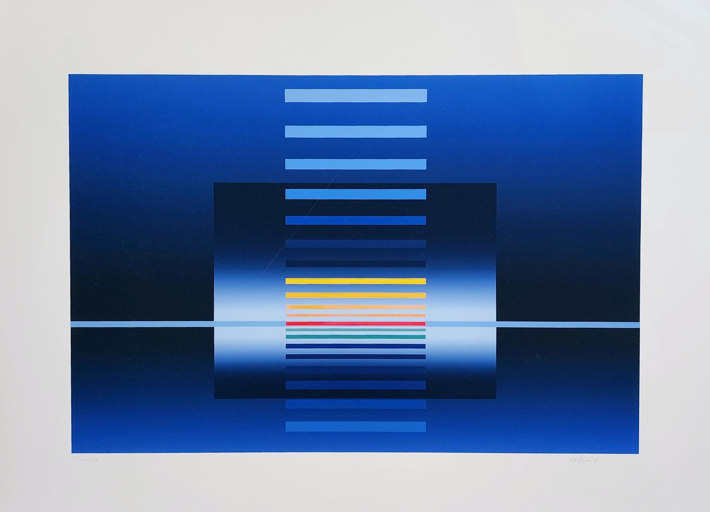 Composition géométrique en bleu (Konkrete Kunst, géométrique, ~35% PRIX DE SOLDE)