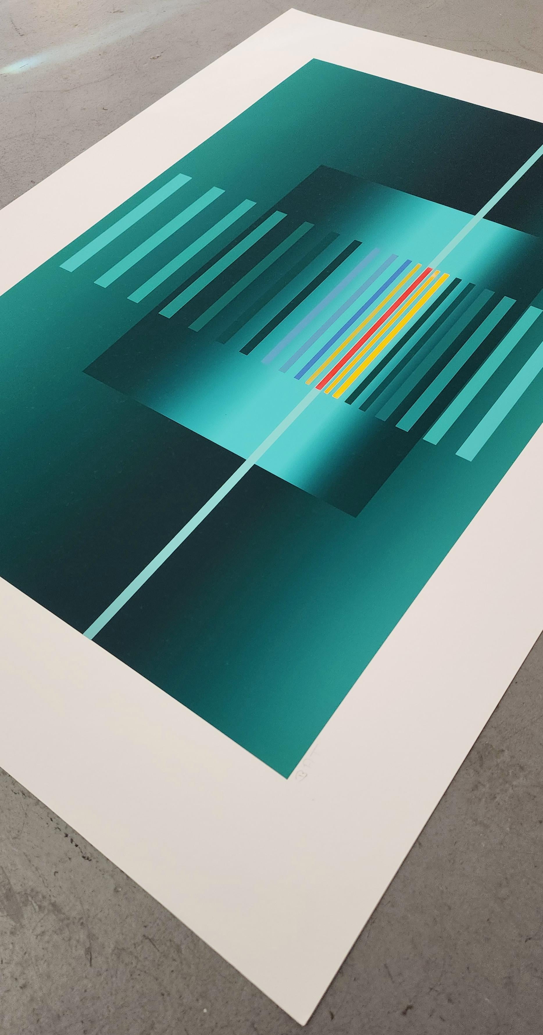 Geometric Compositions in Blue, Green and Gray - 3 x PRINTS (Geometric) For Sale 7