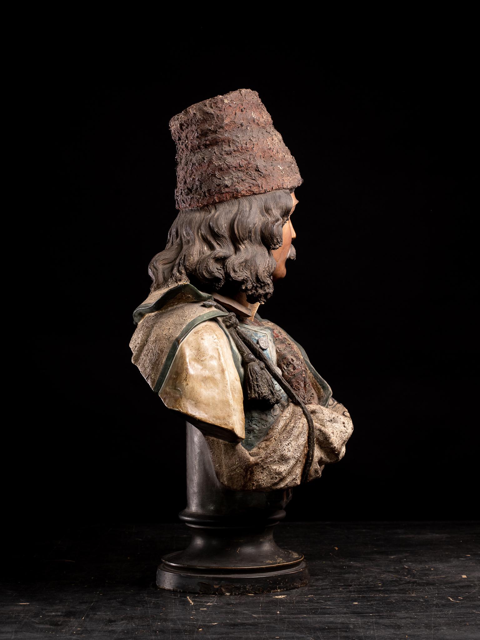 19th C Austrian Terracotta Buste attributed to Friedrich Goldscheider For Sale 6