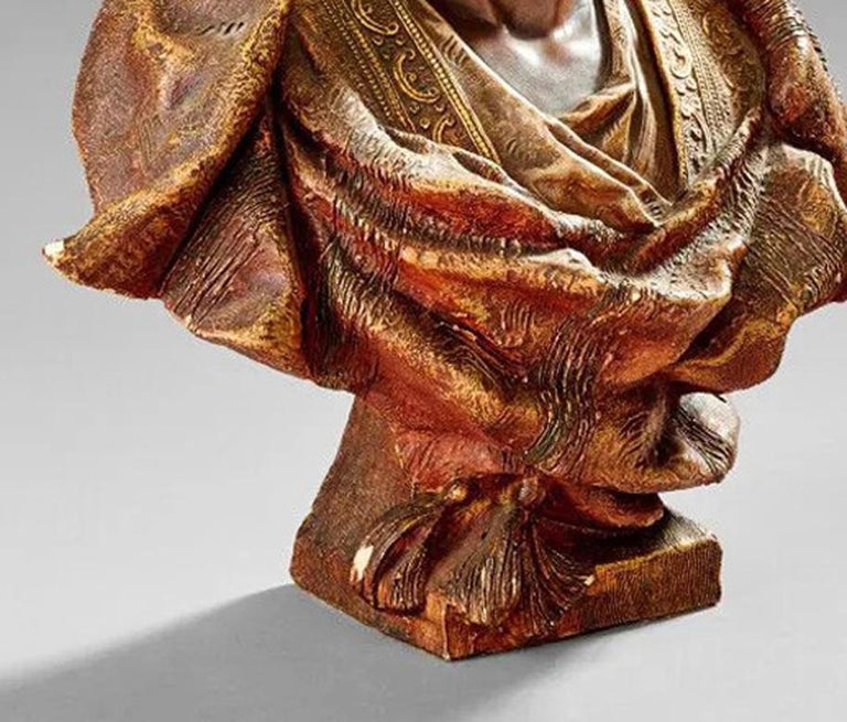 Austrian Friedrich Goldscheider '1845-1897', Bust of Moor, Polychrome Terracotta, 1890 For Sale