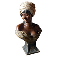 Friedrich Goldscheider '1845-1897', Large Bust in Polychrome Terracotta, 1890