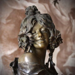 Friedrich Goldscheider Vienna Large Polychrome Terracotta Female Bust, Late 19th