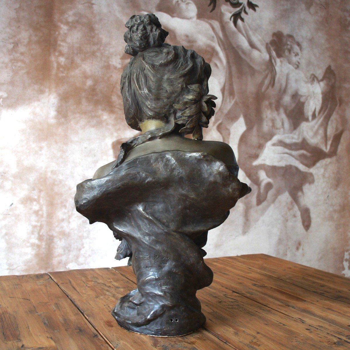 Large Art Nouveau Terracotta Bust Sculpture Goldscheider 19th For Sale 3
