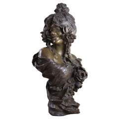 Grande sculpture de buste en terre cuite Art Nouveau Goldscheider 19ème