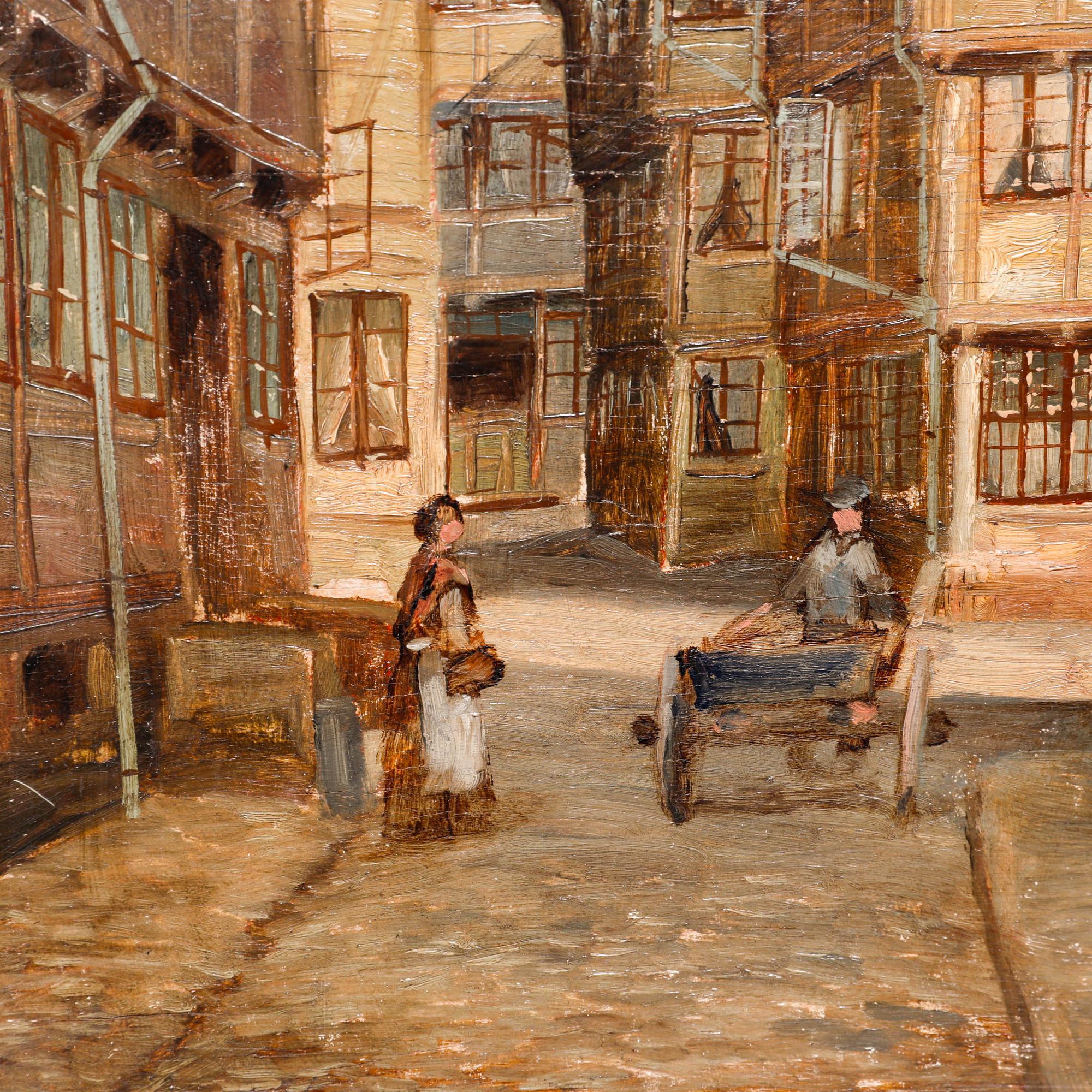 Friedrich Harden (1861-1921) - Ende 19. Jahrhundert Öl, Hamburger Straßenszene II im Angebot 3