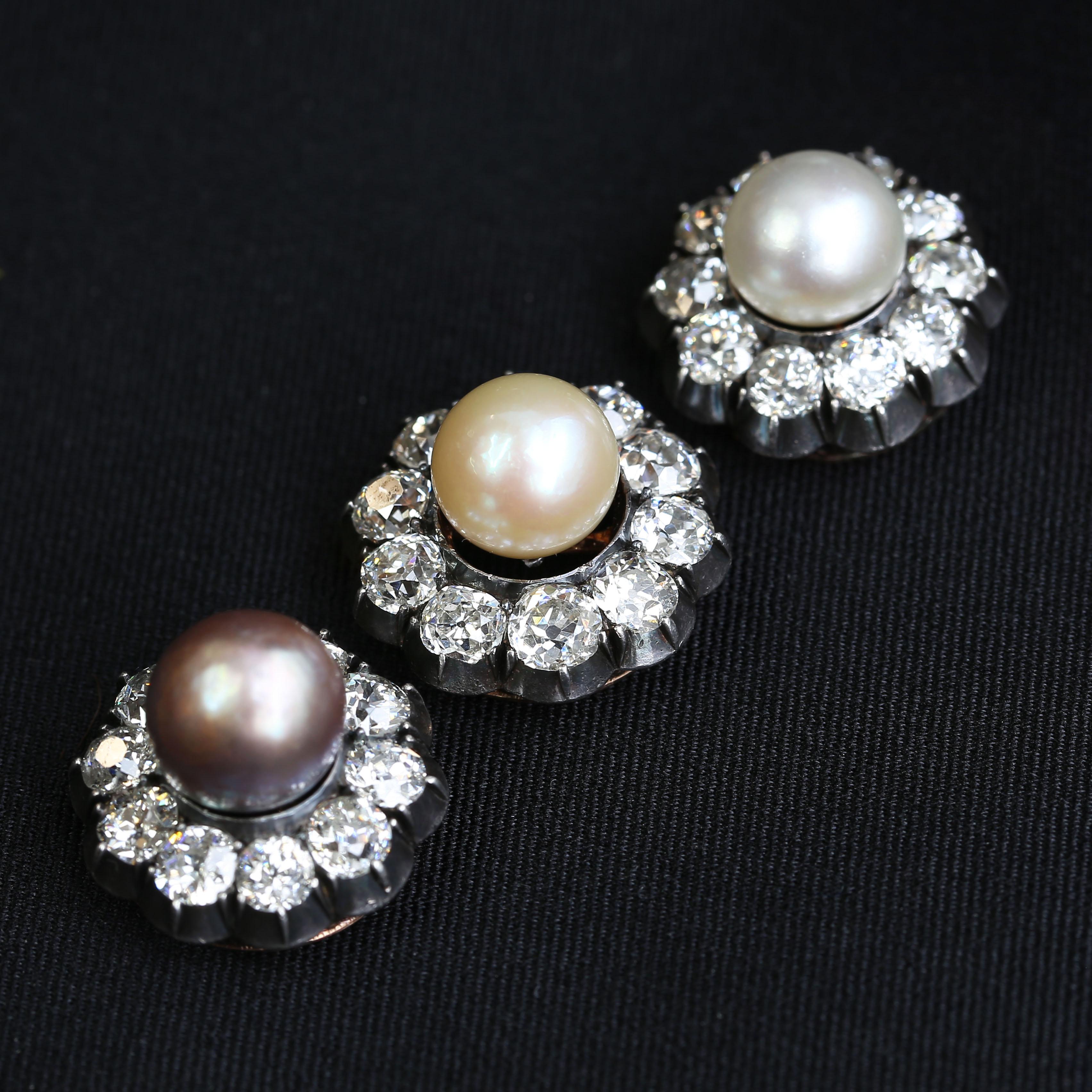 Women's or Men's Friedrich Köchli Pearl and Diamond Clover Brooch For Sale