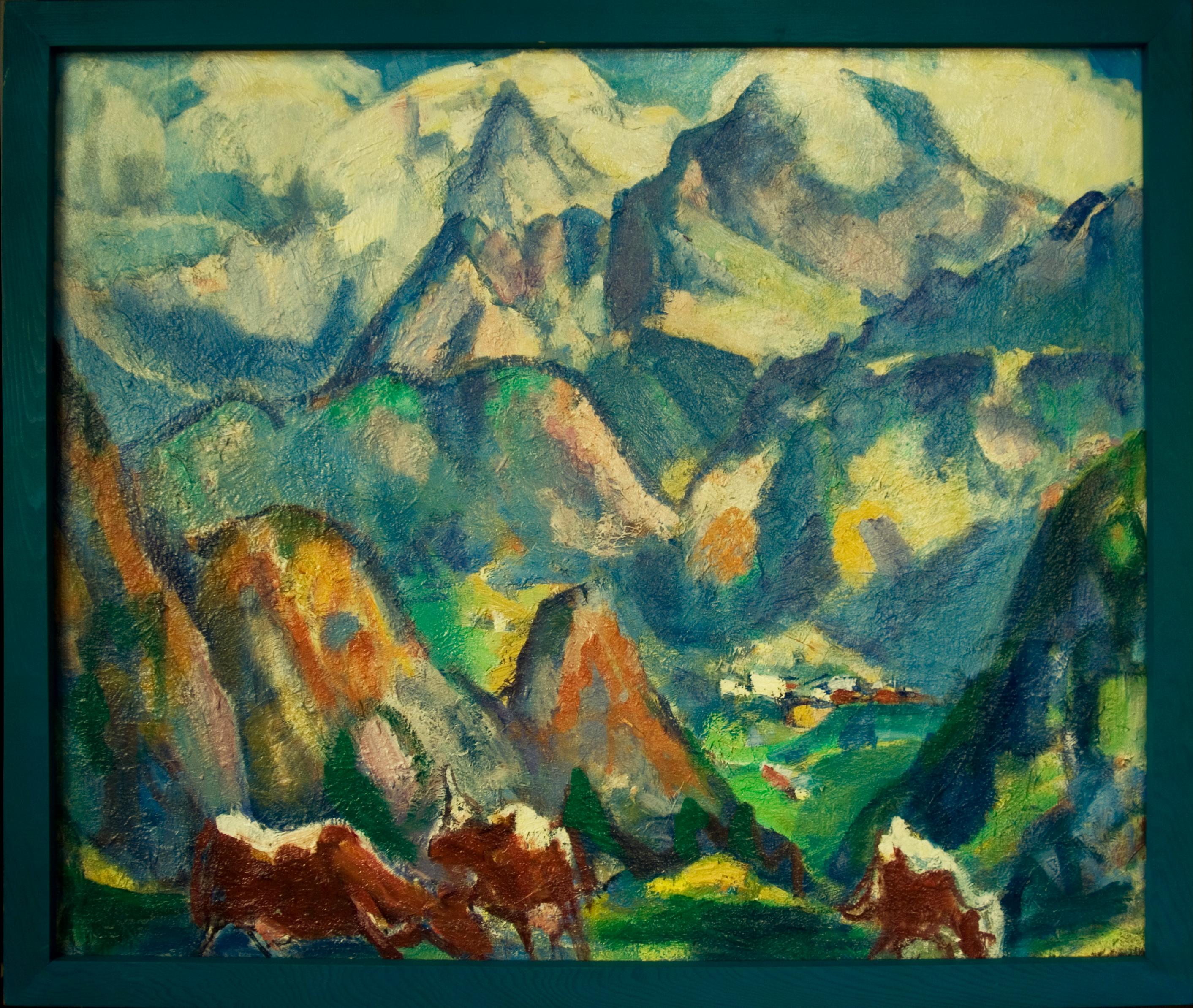 Berglandschaft mit Weidvieh - Painting by Friedrich Ludwig