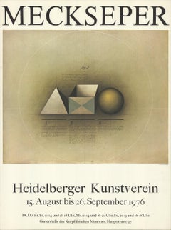 1976 Friedrich Meckseper 'Shapes' Abstract Neutral,Brown,Gray,Green,Black,White 