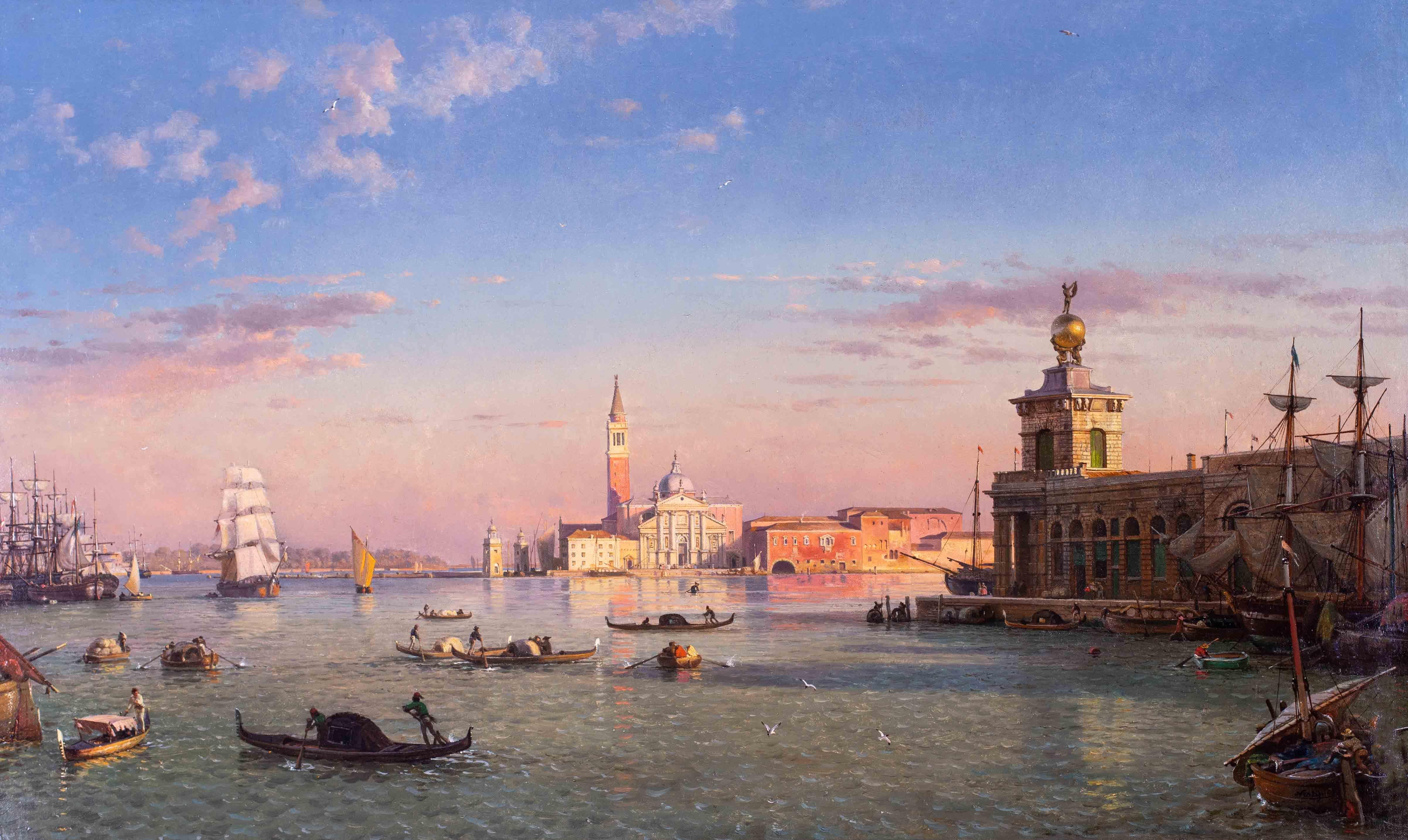 Friedrich Nerly Il Vecchio, dipinto tedesco di Venezia in estate dei primi anni del XIX secolo - Painting di Friedrich Nerly The Elder 