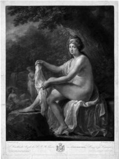 Diana Bathing 18th Century Oil on Canvas by Friedrich Olenhanz 1765-1839