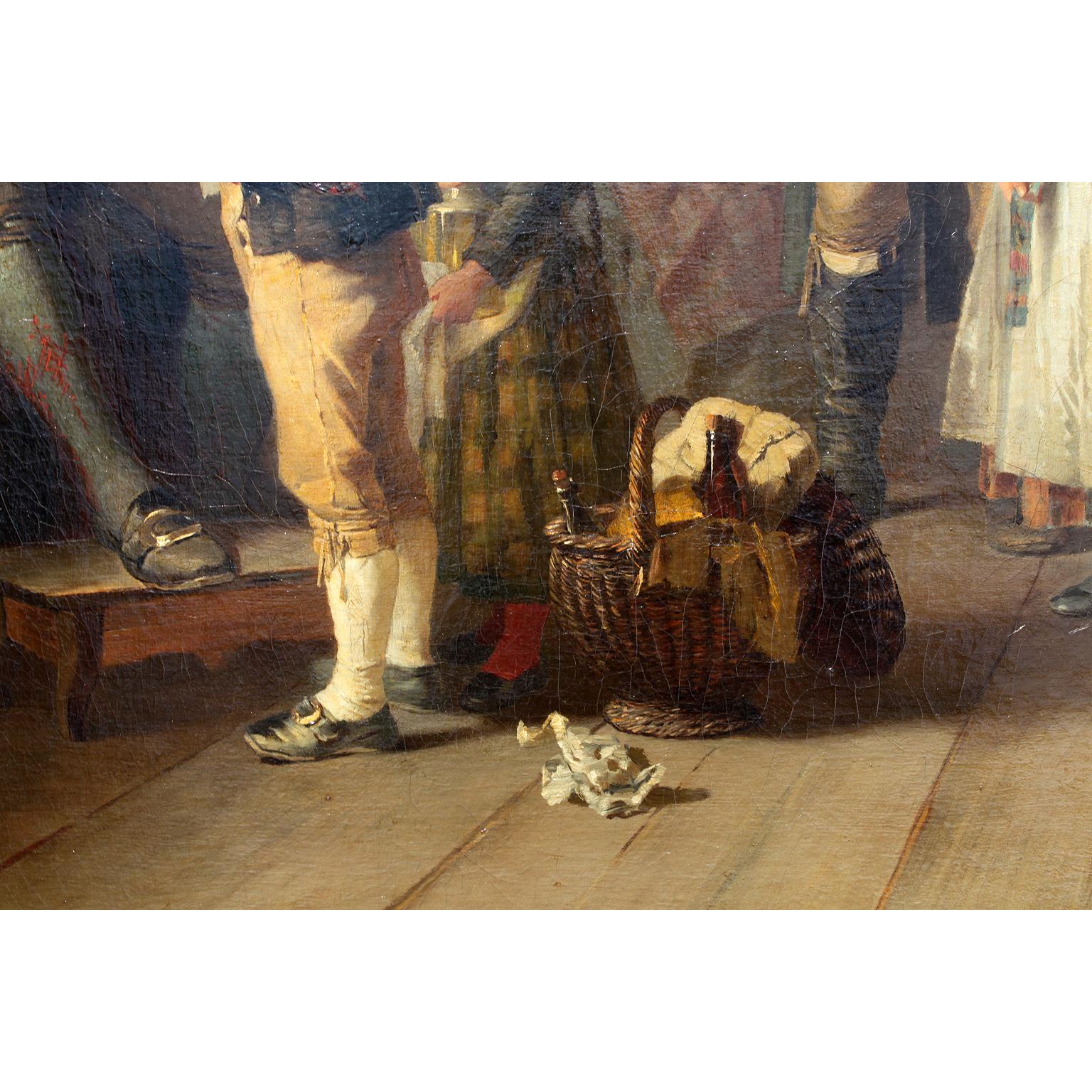 Fine & Large Ölgemälde auf Leinwand, 19. Jahrhundert, „New Year's Day at The Grandfather's“, Ölgemälde im Angebot 12