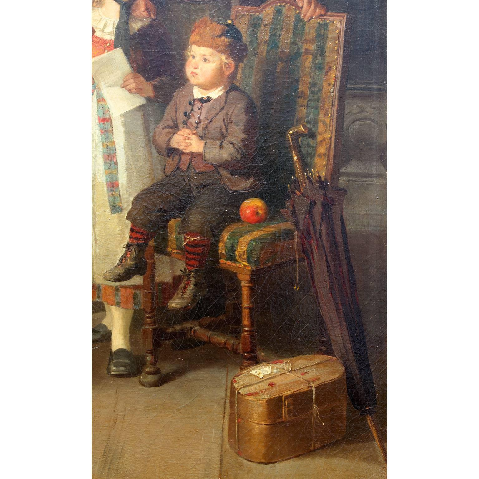 Huile sur toile de Friedrich Ortlieb représentant des enfants fêtant Noël en vente 2