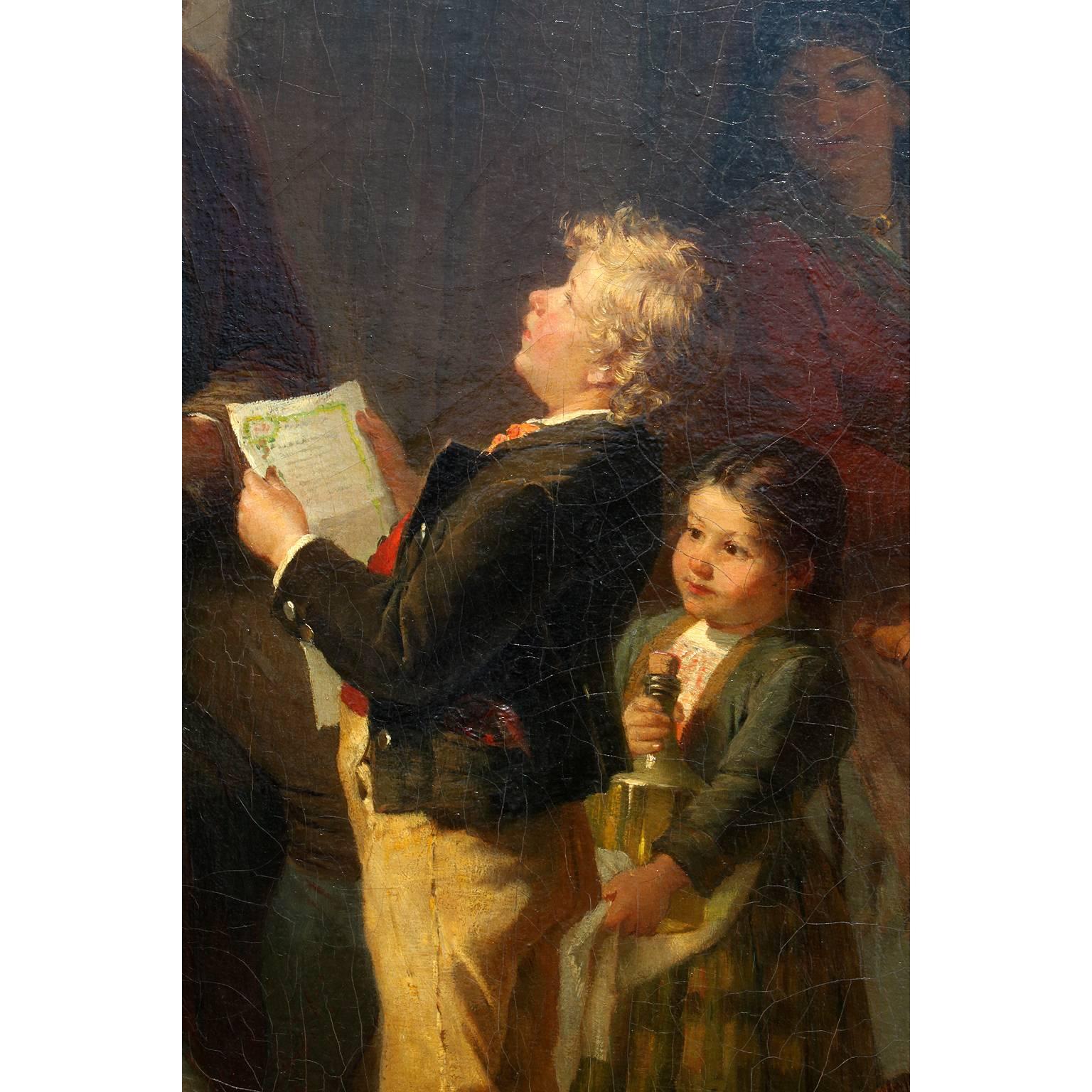 Huile sur toile de Friedrich Ortlieb représentant des enfants fêtant Noël en vente 3