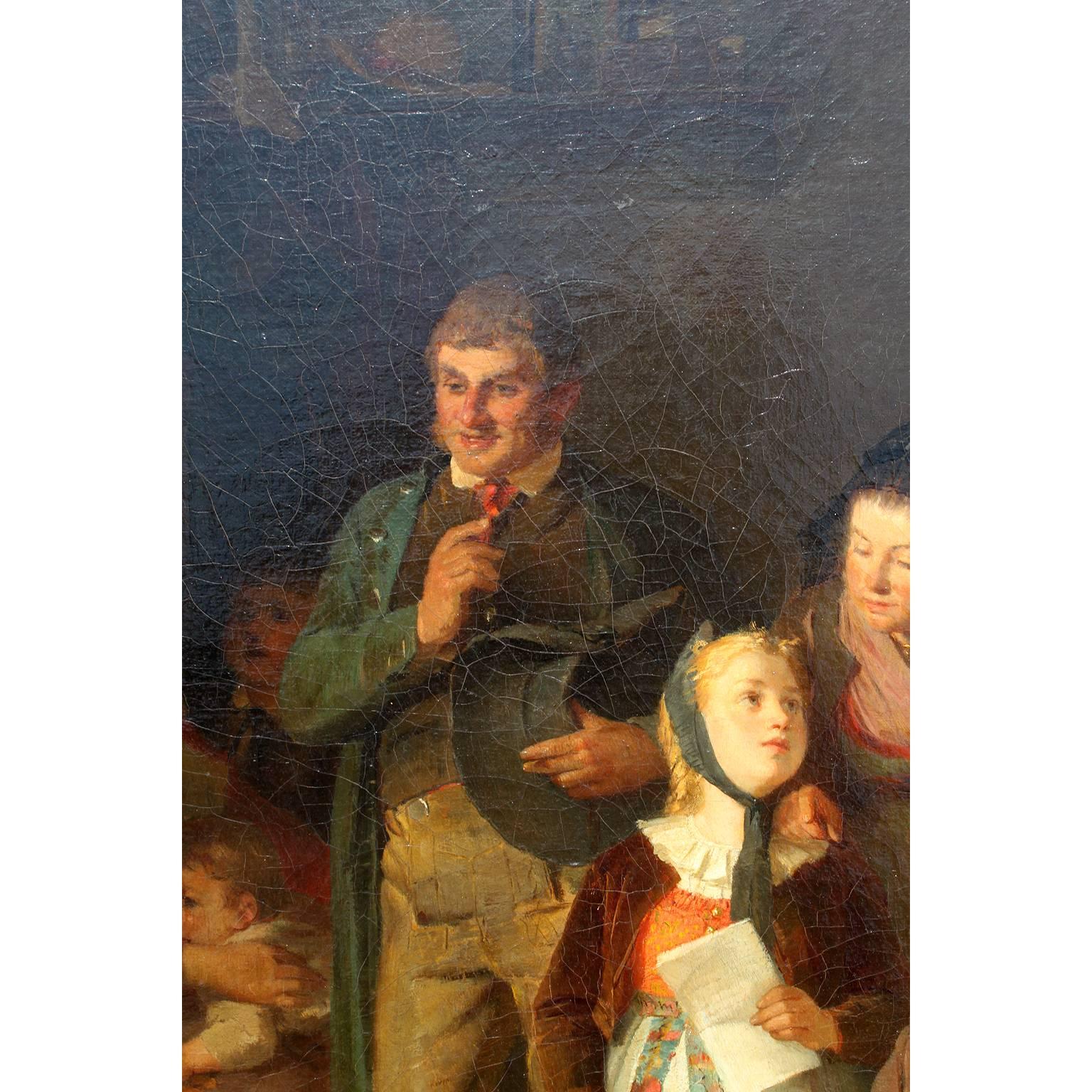 Huile sur toile de Friedrich Ortlieb représentant des enfants fêtant Noël en vente 6
