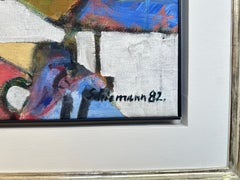 Abstract Painting, Oil on Canvas, German Artist, Elaborately Framed