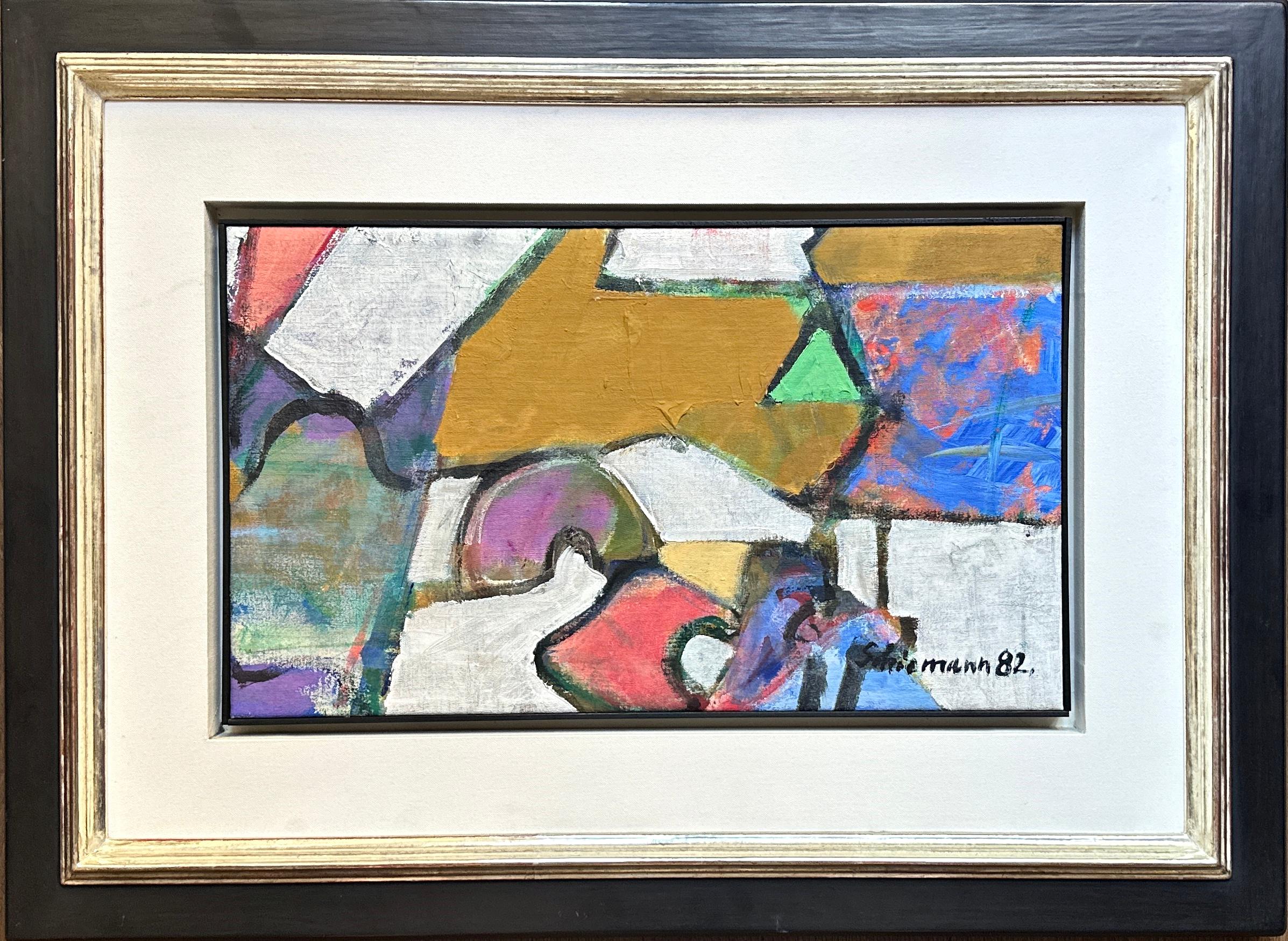 Pittura astratta, olio su tela, German artist, con cornice elaborata