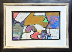 Abstract Painting, Oil on Canvas, German Artist, Elaborately Framed