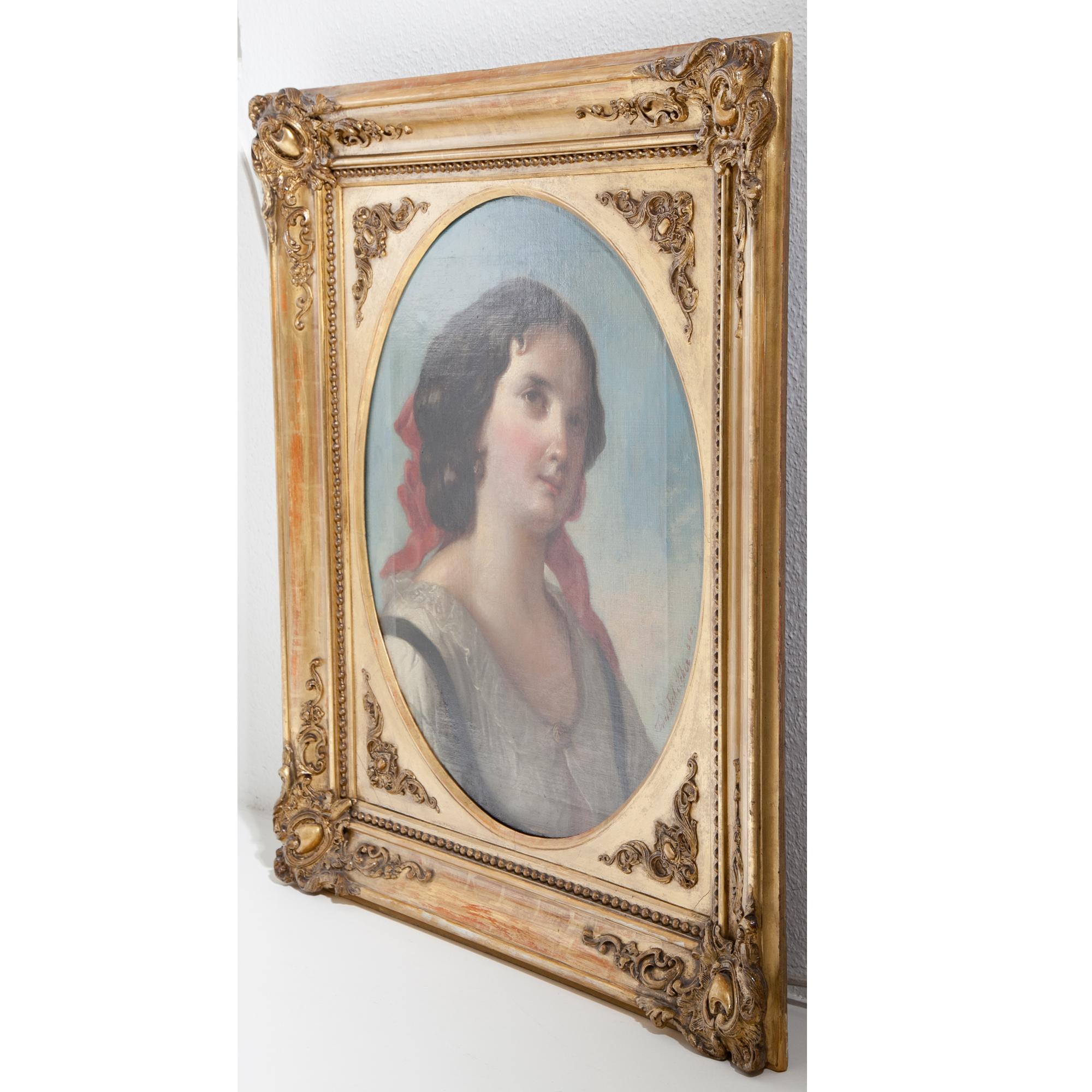 Autrichien Friedrich Schilcher, portrait d'une jeune femme de Biedermeier, Vienne, XIXe siècle en vente