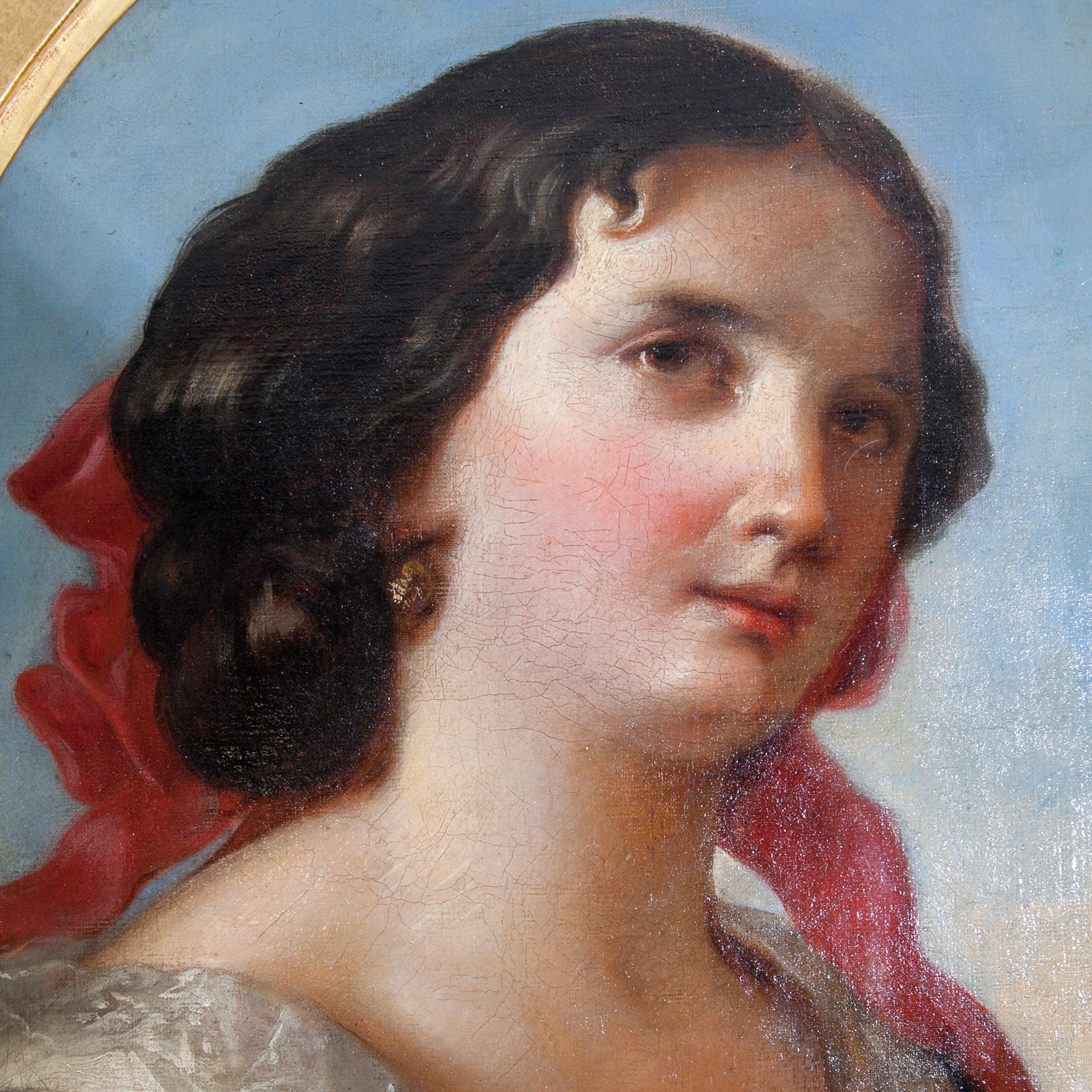 Friedrich Schilcher, portrait d'une jeune femme de Biedermeier, Vienne, XIXe siècle Bon état - En vente à Greding, DE