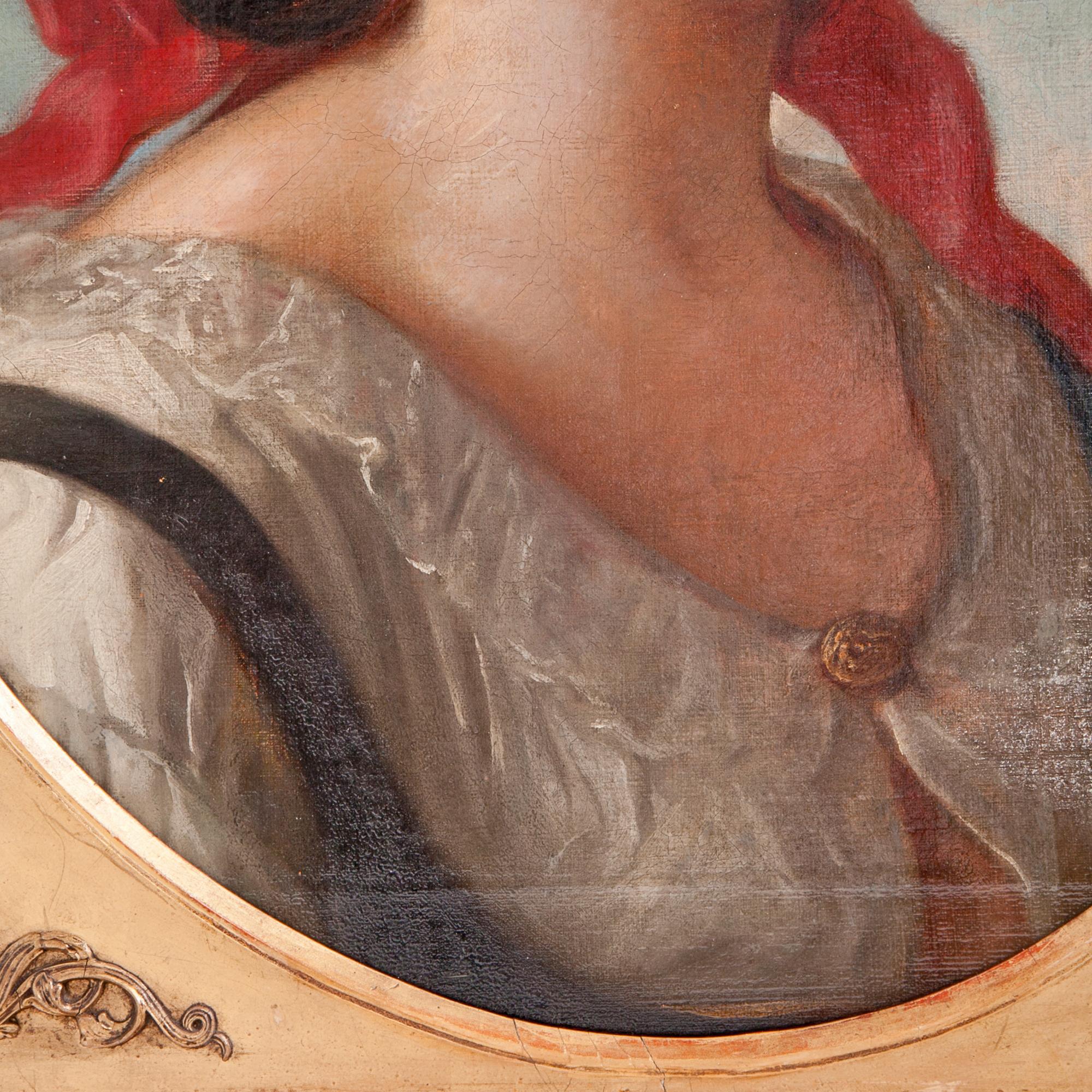 Friedrich Schilcher, Biedermeierporträt einer jungen Frau, Wien, 19. Jahrhundert (Leinwand) im Angebot