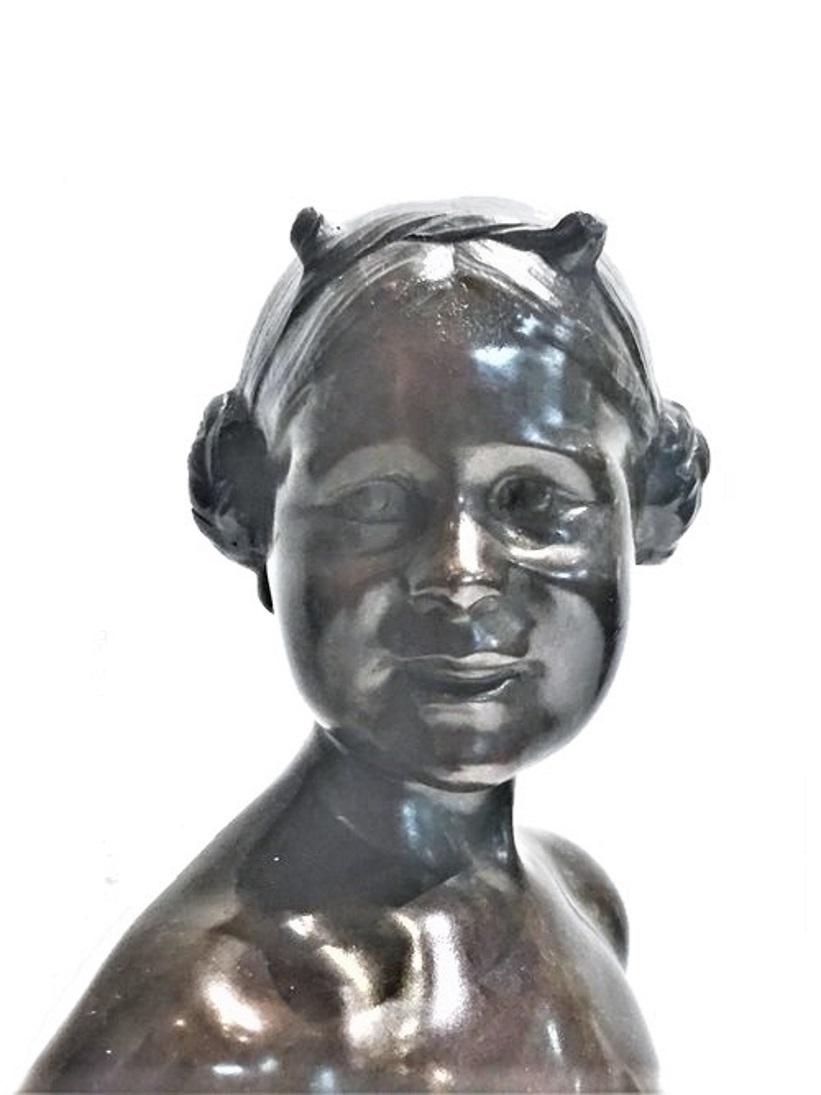 Jugendstil Friedrich Seidenstuker, Little Devil, German Jugenstil Bronze Sculpture, 1900