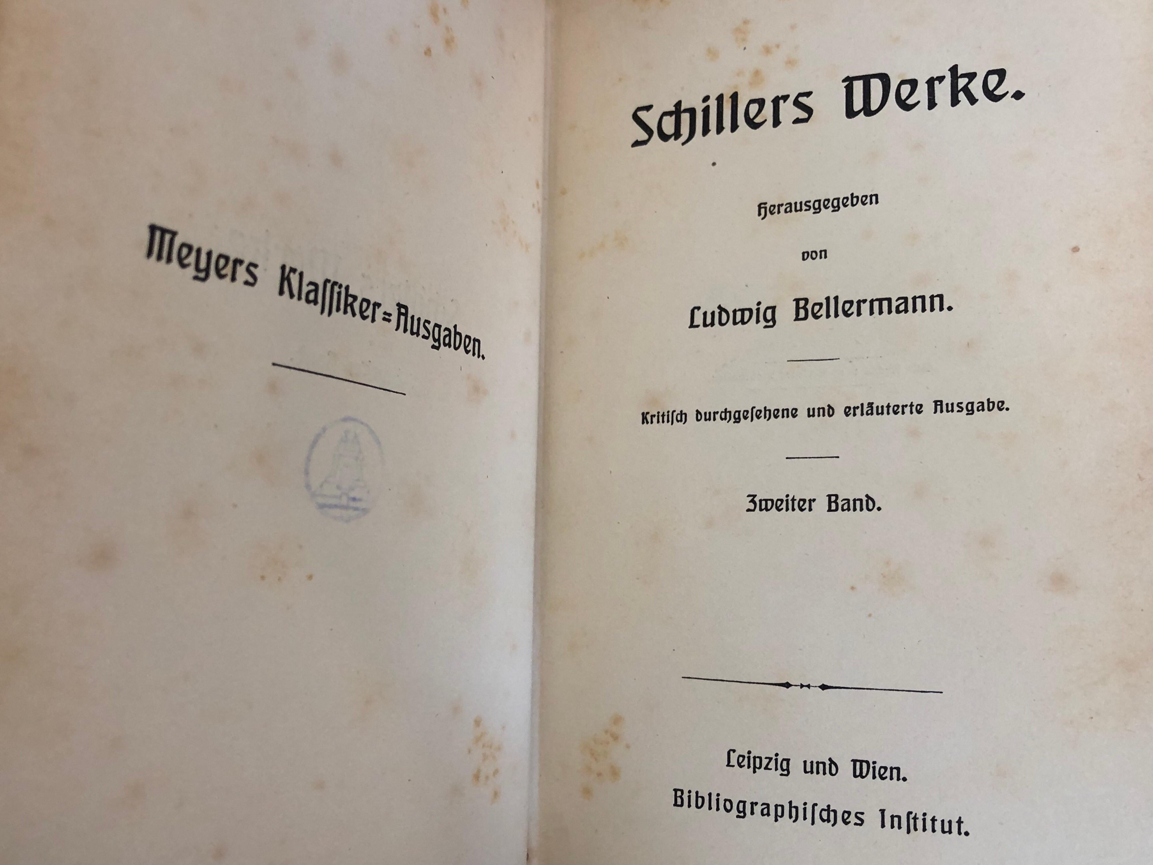 Romantic Friedrich Shiller 14 Works by Ludwig Bellermann, Leipzig 1895