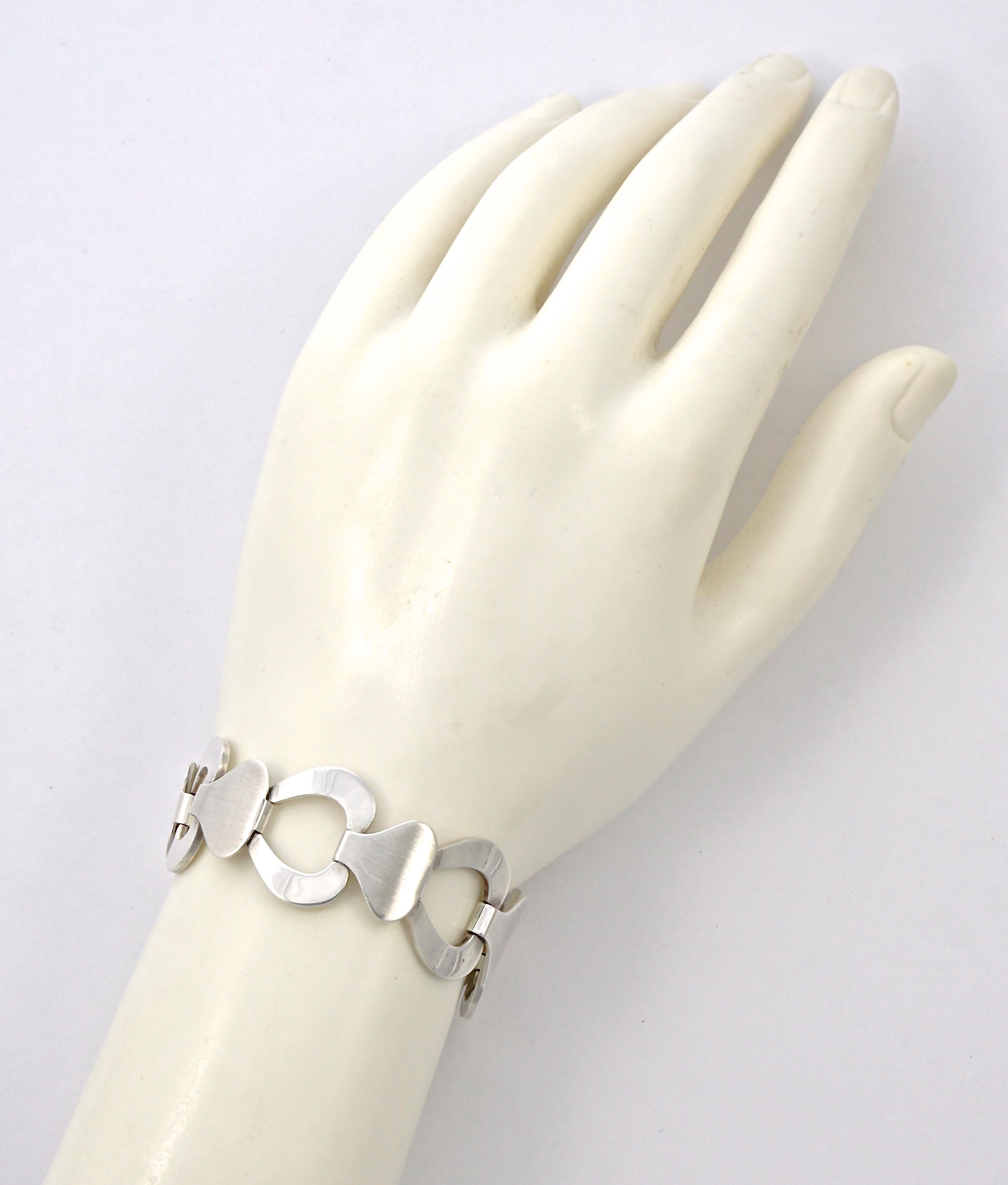 Friedrich Speidel Sterling Silver Polished and Brushed Chain Link Bracelet 1970s In Good Condition In London, GB