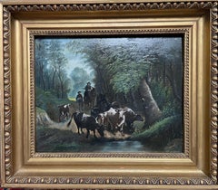 “Forest landscape with herd of cattle”