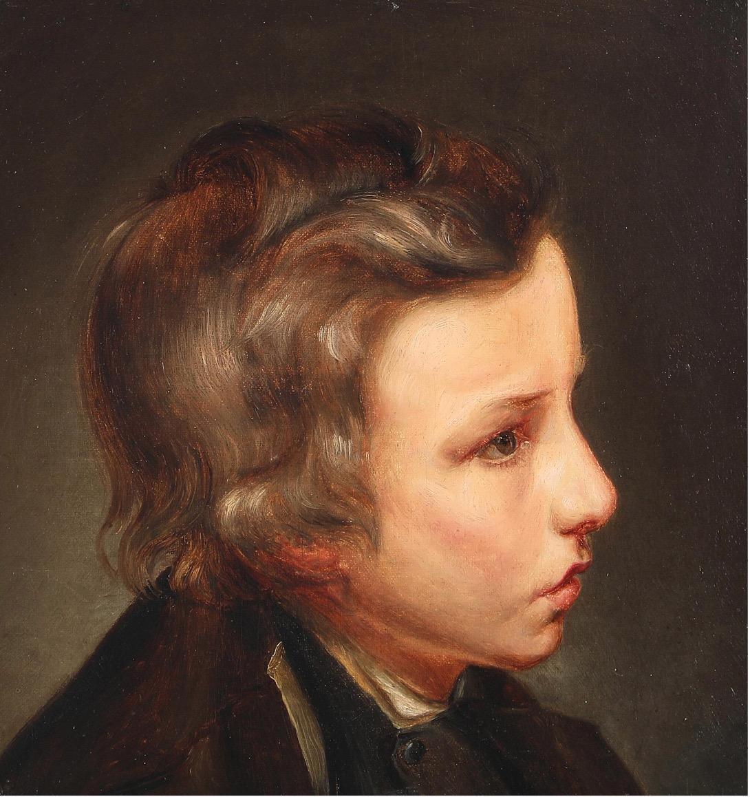 Retrato de niño de perfil - Painting de Friedrich Wasmann