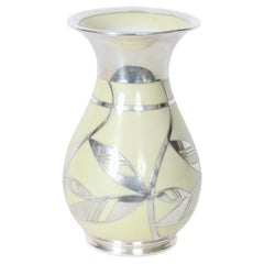 Friedrich Wilhelm Spahr Floral Silver Overlay Porcelain Vase, 1940's