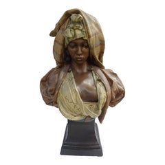 Friedrich Goldsheider Polychrome Terracotta "L, Oriental" Female Bust, Signed
