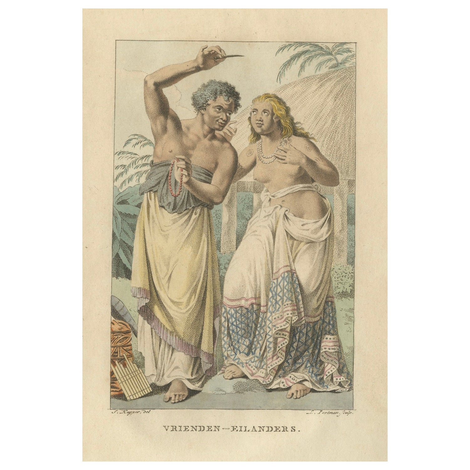 Freundliche Inseln, antiker handkolorierter Druck von Kuyper 
Portman, 1803