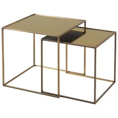 Freundes-Set aus 2 Schachteltischen mit Spiegelplatte