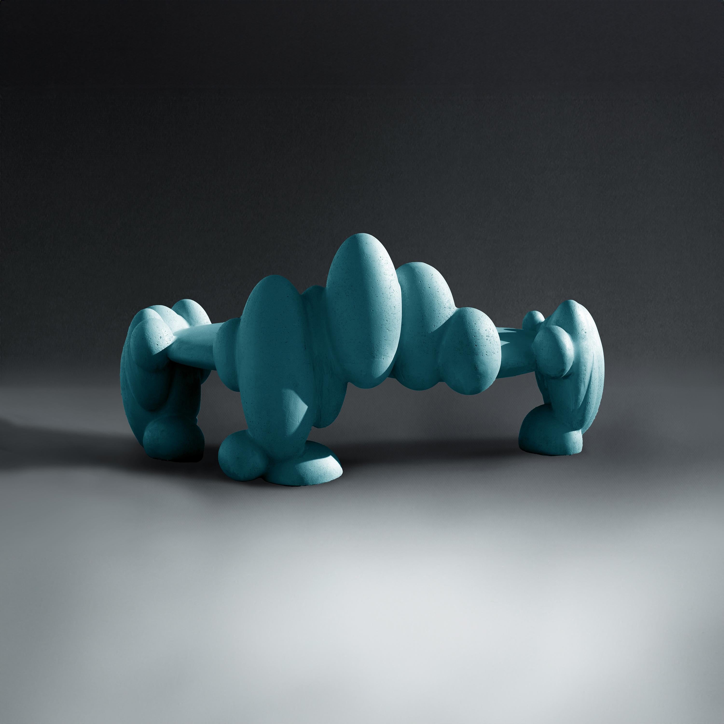 Moderne Petit banc Friends de Lara Bohinc, liège de couleur bleu turquoise, jardin extérieur en vente