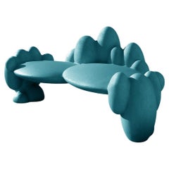 Friends Small Bench by Lara Bohinc, Turquoise Blue Coloured Cork, outdoor garden