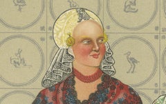 Friesland Gala Dress with Gold Caps and Coral, Dutch Print, 1932