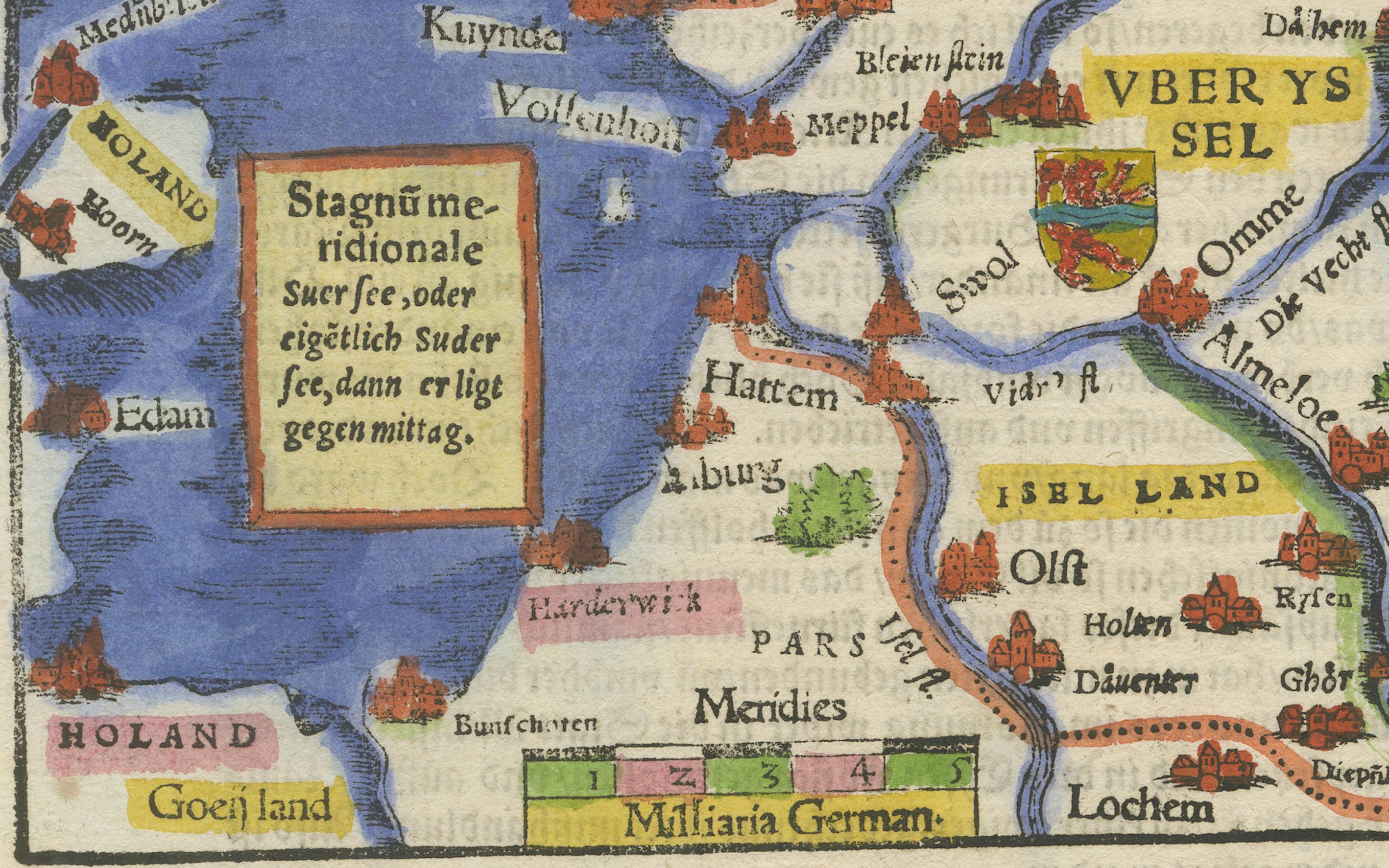 XVIIIe siècle et antérieur Frise, Groningue, Drenthe, Overijssel - Carte ancienne par Seb. Münster, 1574 en vente