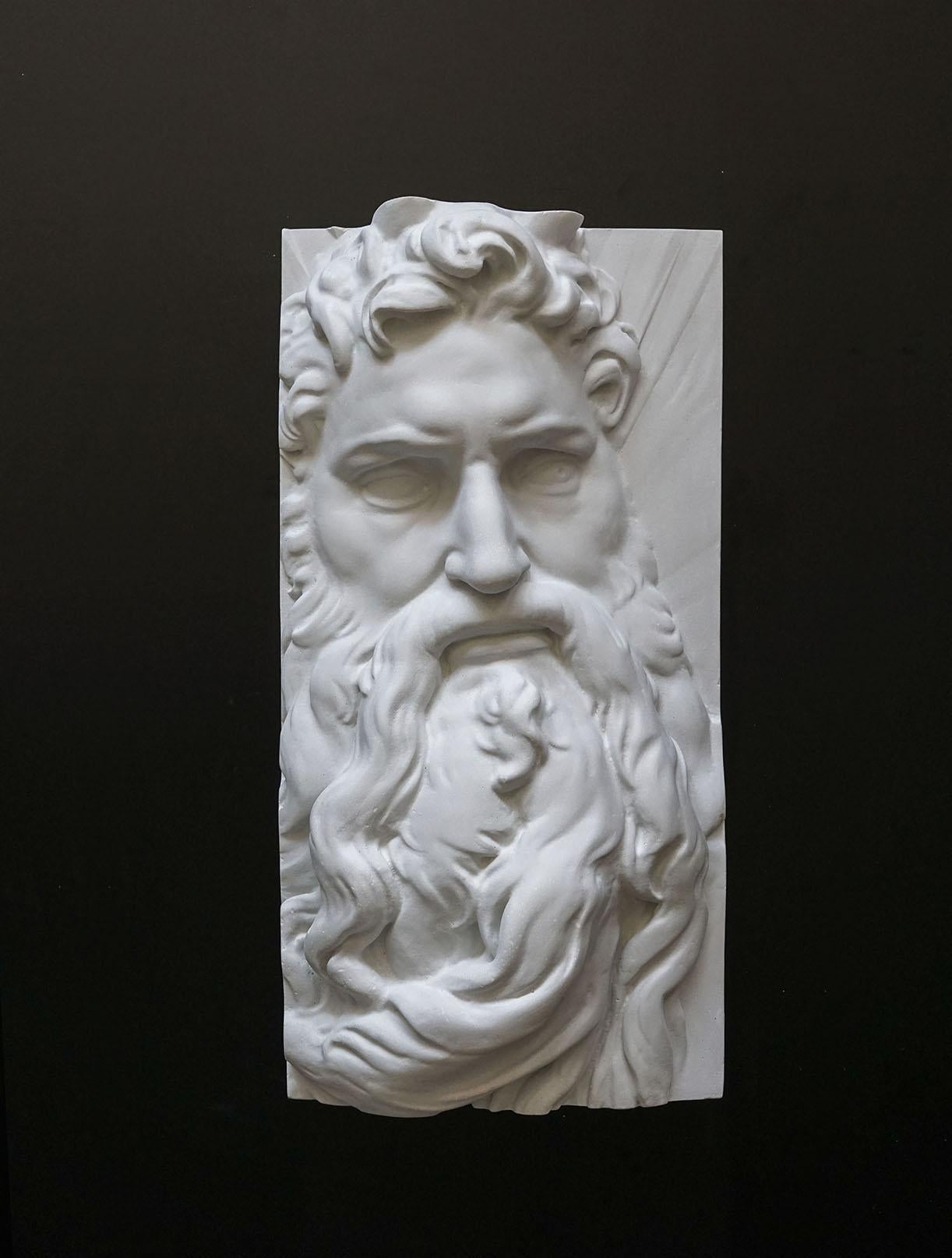 Ceramic Frieze, Moses, Contemporary Art Decorative Sculpture by Eduard Locota For Sale