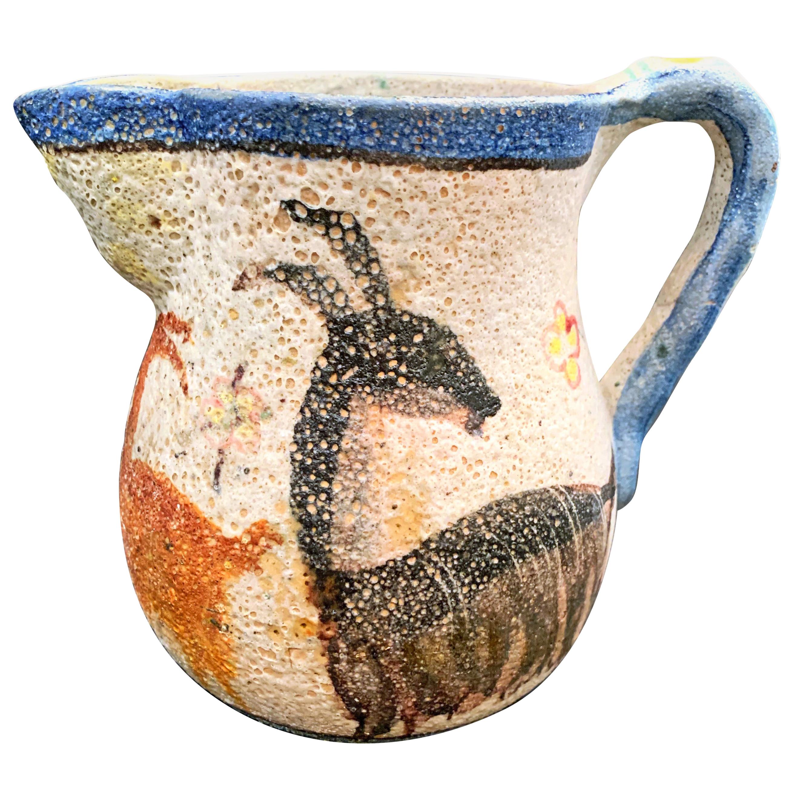 "Frieze of Goats," Important 1930s Pitcher by I.C.S., Likely by Gambone