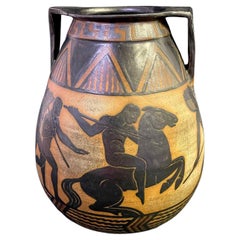 Antique "Frieze of Male Nudes", Art Deco Vase with Greek-Inspired Hunters and Warriors