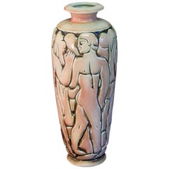 "Friso de desnudos masculinos", gran jarrón Art Déco muy raro de Goor para Mougin