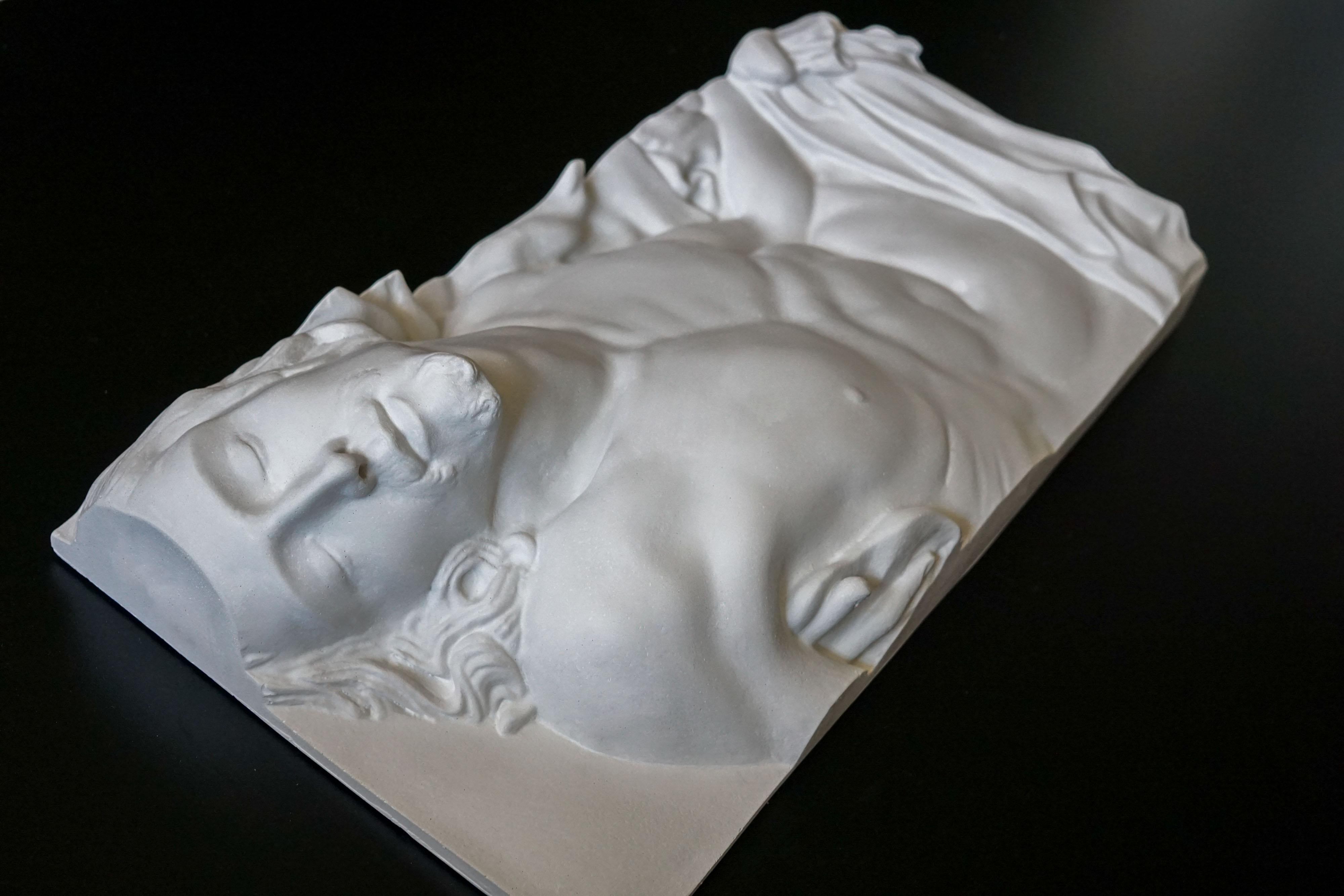 Cast Frieze, Pieta, Contemporary Art Decorative Sculpture by Eduard Locota For Sale
