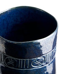 Frieze Vase, Short - Hand-carved Glazed Ceramic Vase